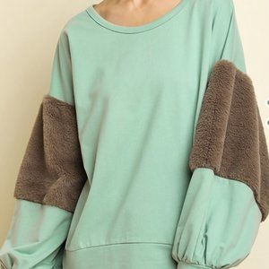 Faux Fur Sleeve Top